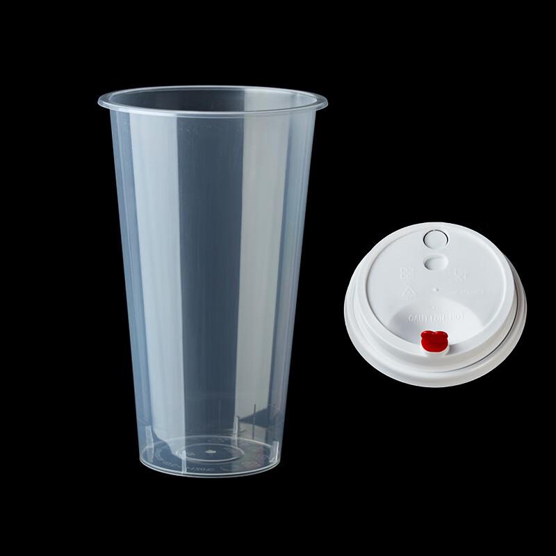 

500ml Disposable Transparent Plastic Cups with Lids (10-pack)