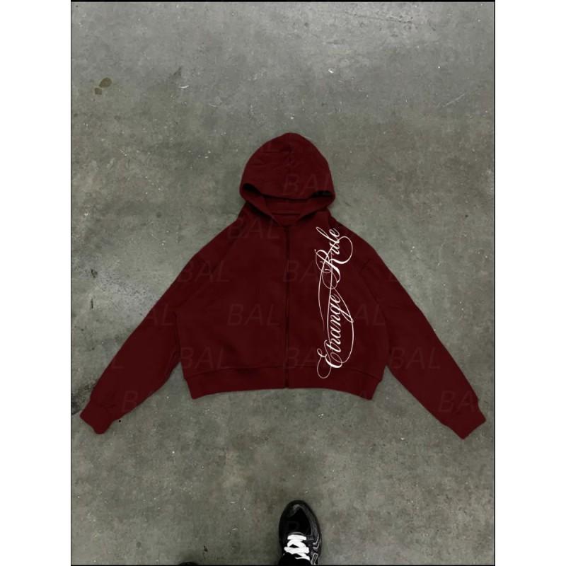 Y2K Briefdruck Hoodie Damen Lockerer Schnitt Streetwear Sweatshirt Winter Warm Lässiges Oberteil