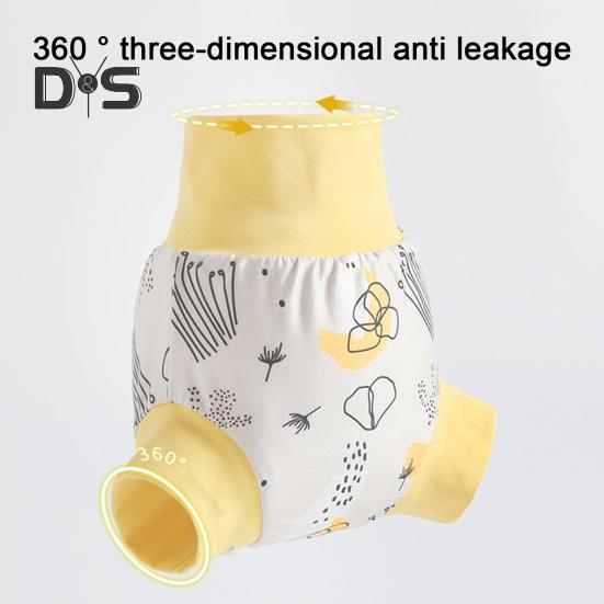 Baby Swimming Trunks 3-Layer Protection Urine Cushion Towel Washable Reusable Elastic Waist Baby Swim Shorts