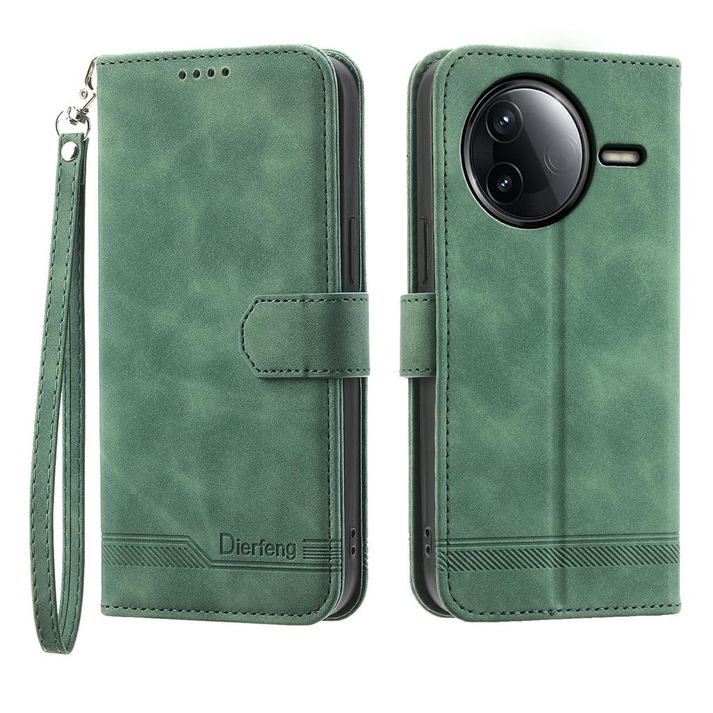 DIERFENG DF-03 For Xiaomi Redmi K80 5G/Poco F7 Pro 5G Case Lines Imprint Wallet Leather Phone Cover