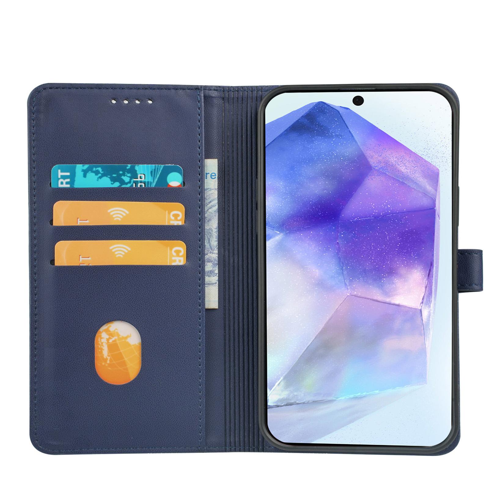 

For Samsung Galaxy A16 5G/A16 4G Case Magnetic Clasp Four-Leaf Clover Leather Phone Cover Blue