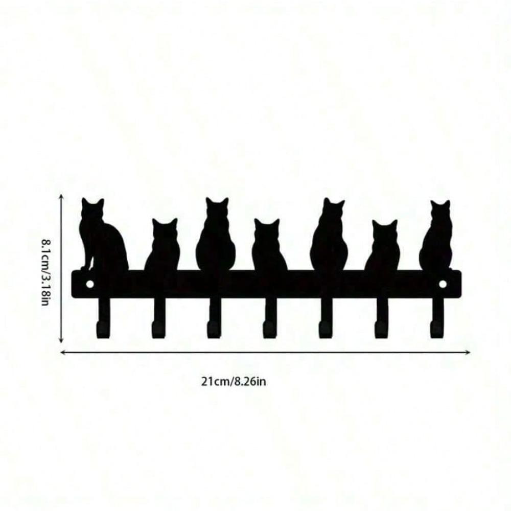 Cat Shape Key Hook Wall Mount Metal Key Holder Home Decor Storage Christmas Gift
