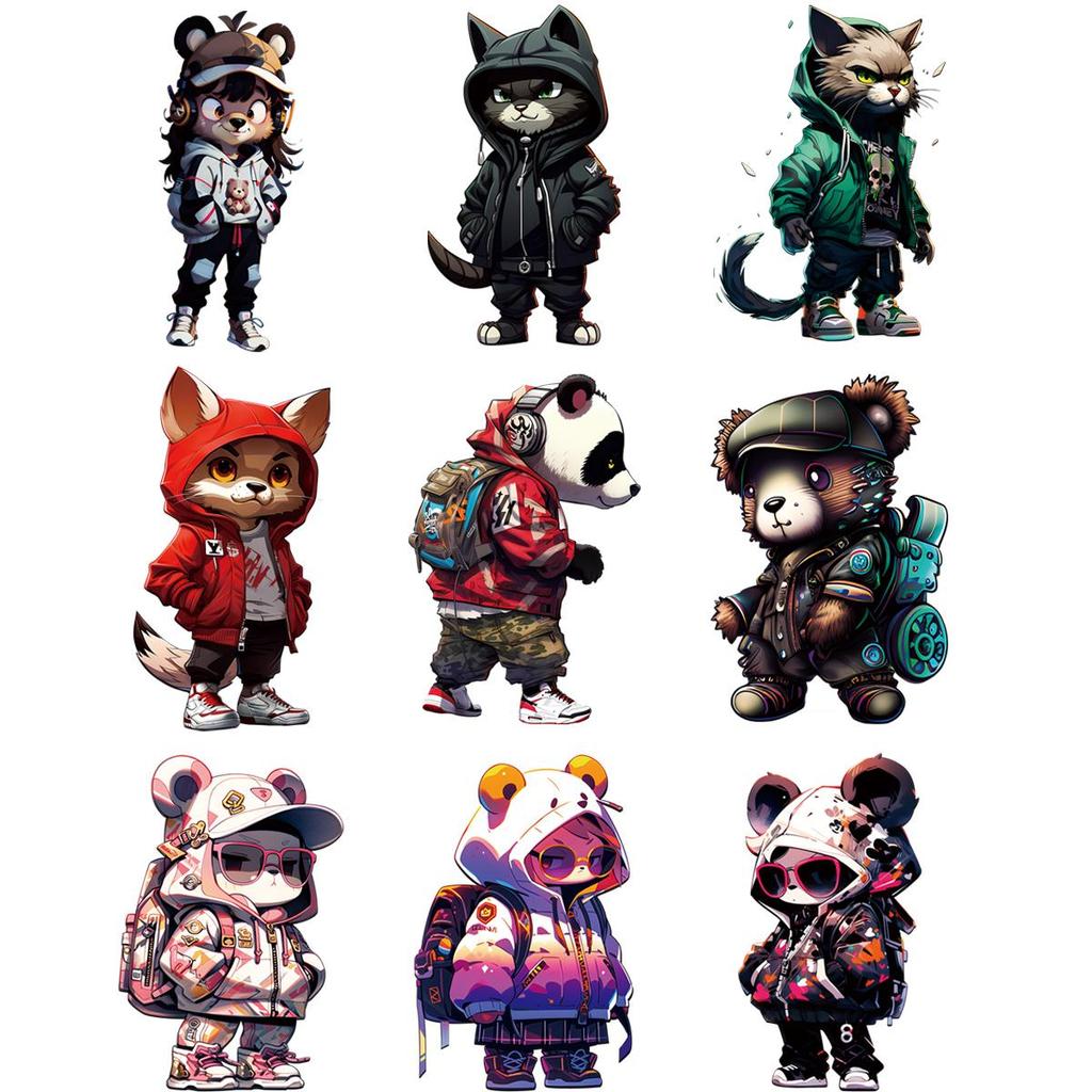 Animal Human Heat Transfer Stickers Print For T-Shirt Hoodies Jeans Clothes Stickers Diy Iron On Transfer Thermal Decals