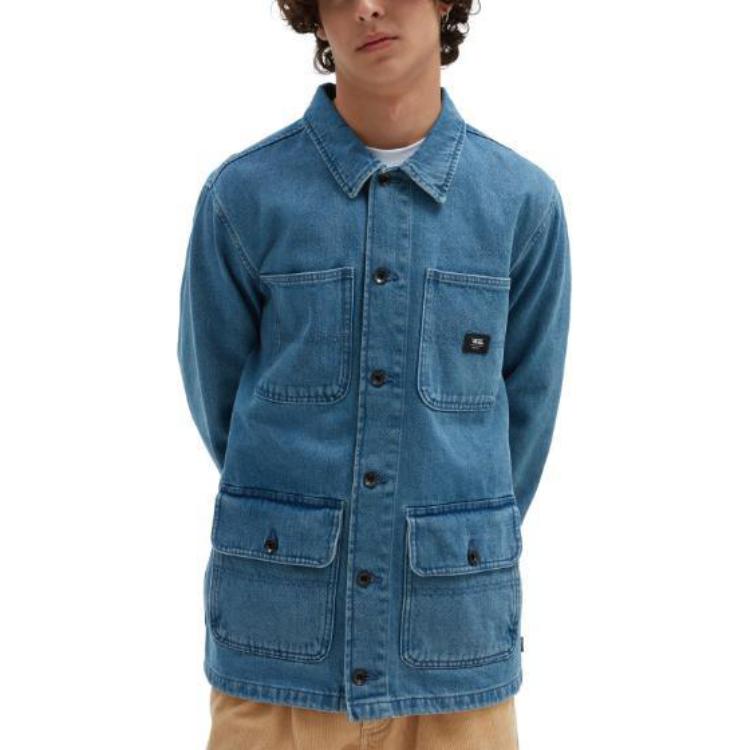 Vans Outdoor Casual Solid Color Lapel Single-Breasted Long Sleeve Jacket Men Jackets Blue VN0008FXCDX
