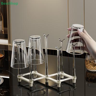 Inverted Draining Cup Holder,Adjustable Transparent Non-slip Cup Holder,Cup Storage Rack