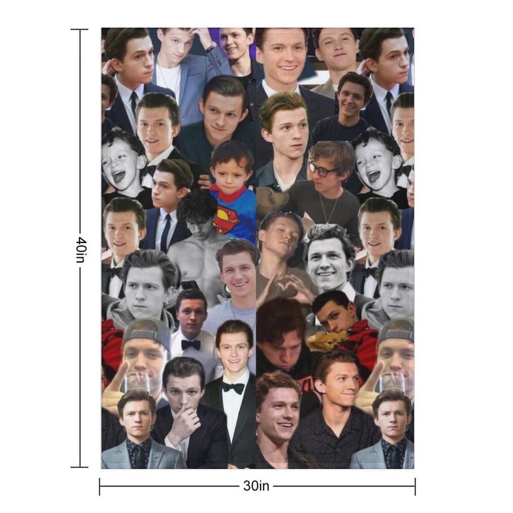 Coperta Plaid con Collage di Foto di Tom Holland calda invernale regalo divertente Trasloco calda per l'inverno Coperte