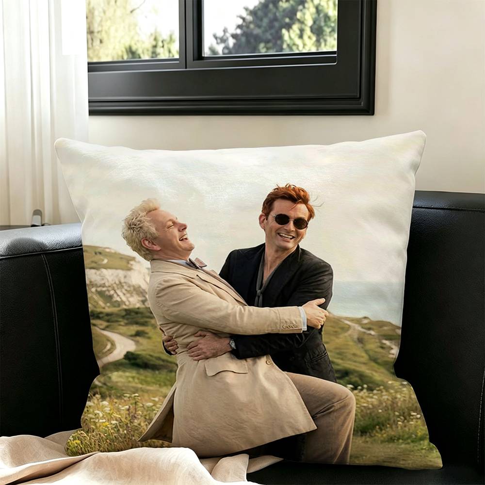 COOL good omens new Group-pp Pillow Case Square Double-Sided Sofa Cushion Cover Bedroom Bedside Pillow