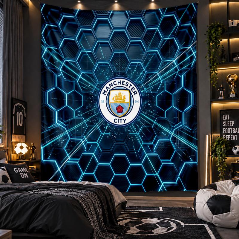 Arazzo da Appendere alla Parete Stampa Manchester City Tessuto per Soggiorno Camera da Letto Decorazione per la Casa