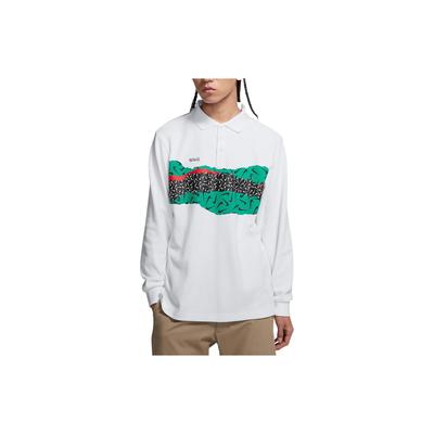 Colorblock Logo Skateboard Long Sleeve Polo Shirt Men Tops White CJ0045-100