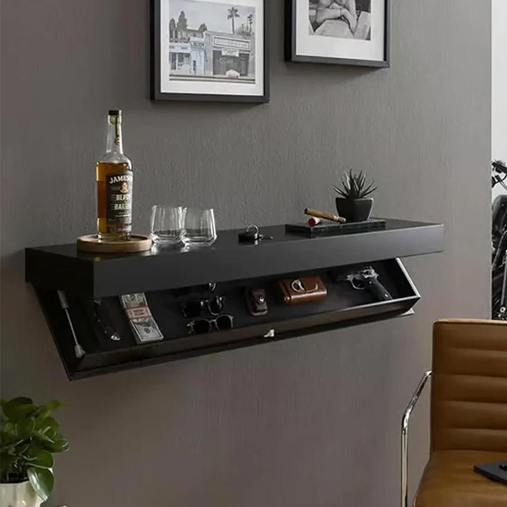 Wooden Magic Flap Shelf with Secret Compartment Concealed Floating Shelf Wall-Mounted Hidden Shelves for Home Decor