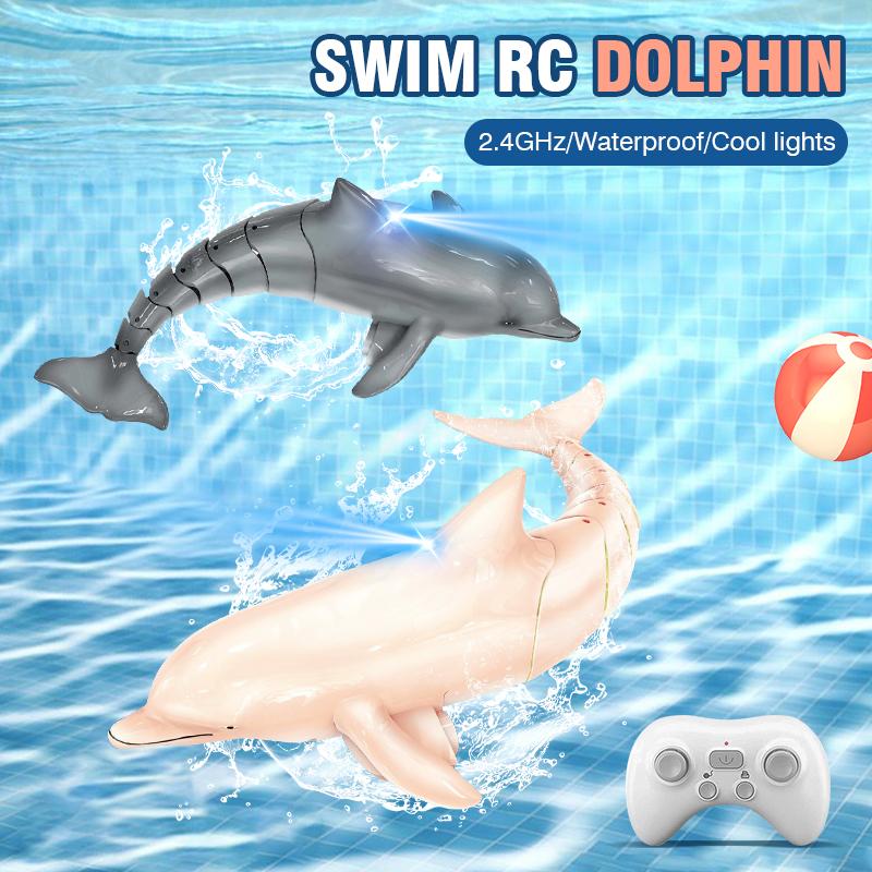 Rc Dolphin Whale Spray Water Light Shark Toy Remote Controlled Boat Ship Submarine Robots Fish Electric Toys for Kids Xmas Gifts