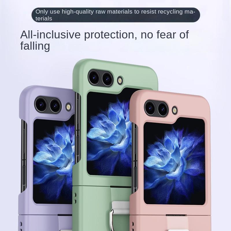 Hårt Skal Plast Ring Telefonfodral för Samsung Galaxy Z Flip 6 5 4 3 Flip6 Flip5 Flip4 Flip3 5G Skyddande Stöttåligt Skal