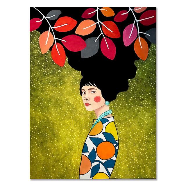 

Современные женщины красочные цветы волосы девушки стены книги по искусству холст картины плакат на скандинавскую тему винтажные настенные панно для гостиной 21cm×30cm No Frame