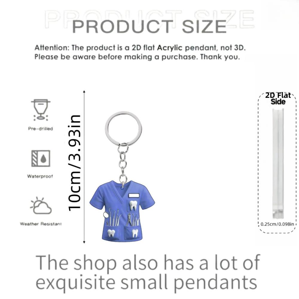 2D Flat Nurse Uniform Shape Car Pendant Christmas Tree Decoration Acrylic Flat Keychain Jewelry Pendant