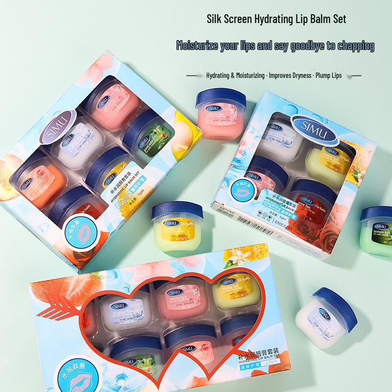 Silk Screen Vaseline Lip Balm Gift Set for Women: Moisturizing & Nourishing Anti-Cracking Lip Care.