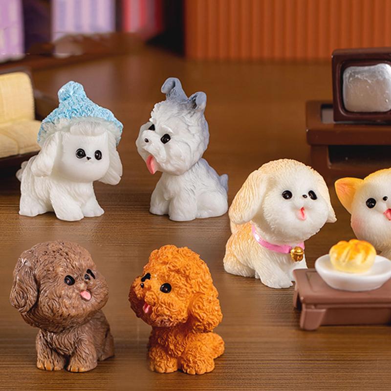 Cute Resin Mini Dog Puppy Animal Miniature Figure Home Ornament For Fairy Garden Micro Landscape Kawaii Potted Decorations