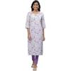 Aurelia White Floral Printed Printed Cotton Straight Long Kurta for Women