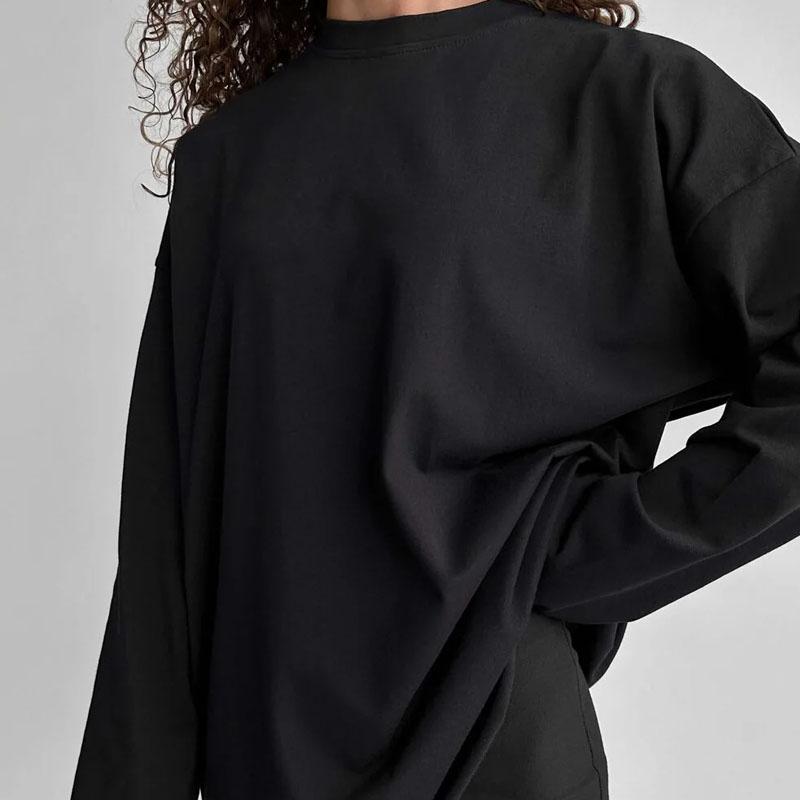 2025 spring and autumn new European and American style pure cotton long-sleeved T-shirt women's comfortable casual all-match loose top kj3316