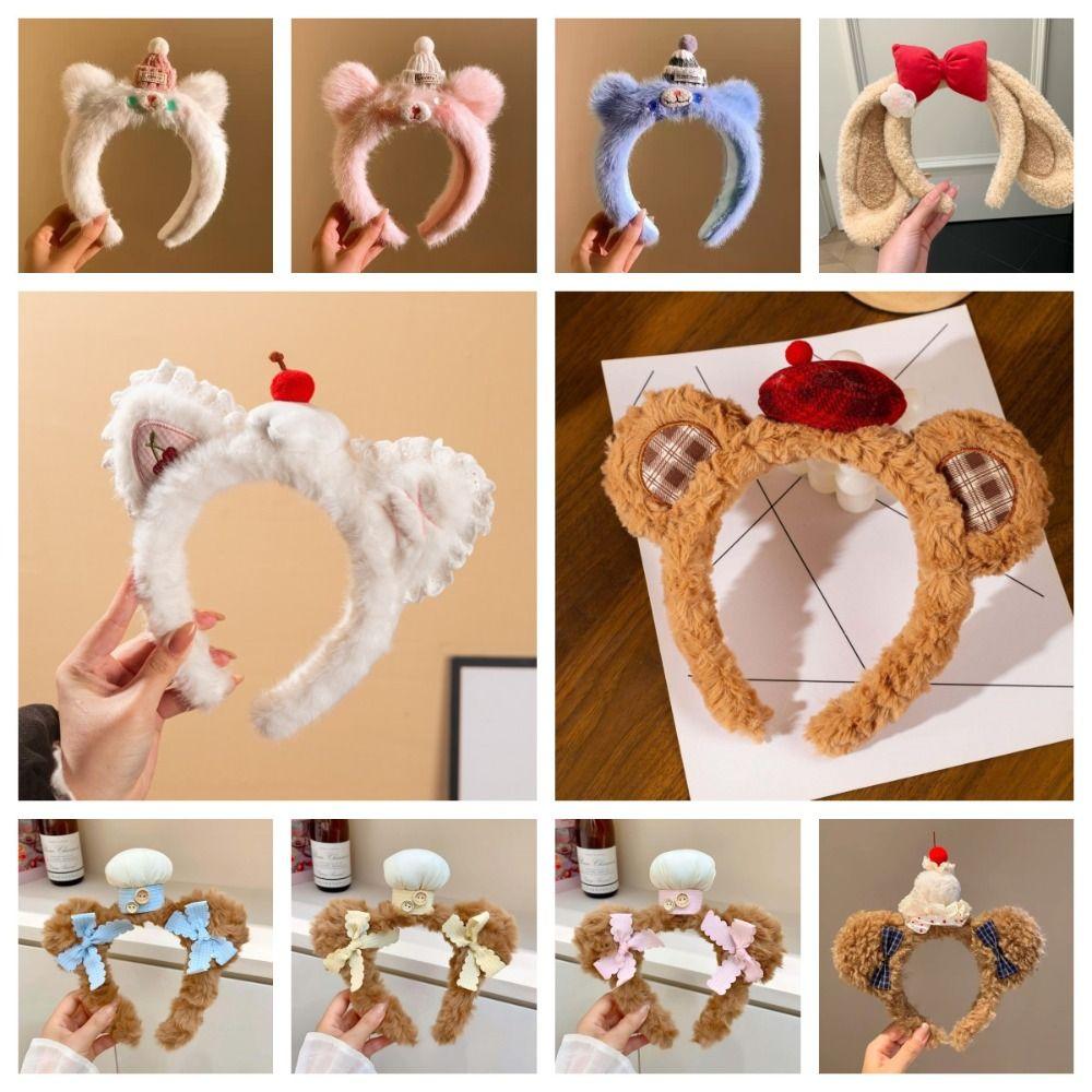 Soft Plush Headbands Fluffy Animal Hair Hoops Cartoon Headwear Cute Hairbands Girls