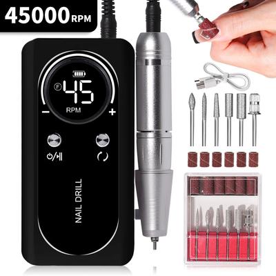 45000RPM Nail Drill Machine Portable Rechargeable Electric Nail File With HD LCD Display Professional Nail Art Polishing Machine