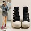 Women's High Canvas Shoe Design Buckle Strap Zip Simplicity Female Shoes Street Grace Waling Shoes