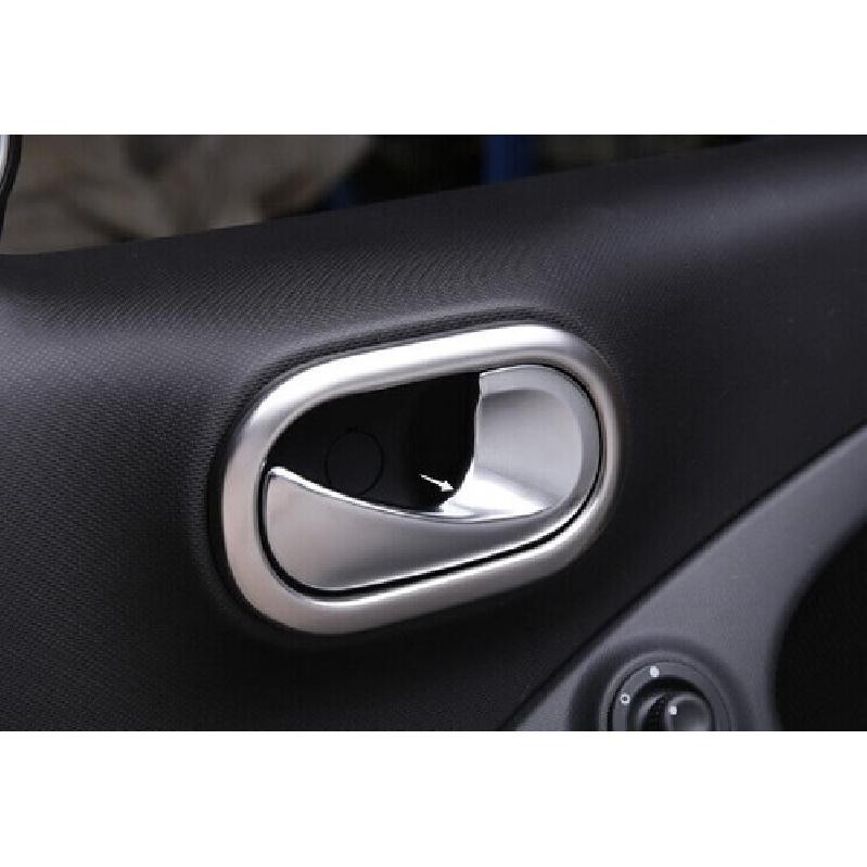 2PCS Inner Door Bowl Fit For Benz Smart Fortwo 2015- Silver Steel Cover Trim