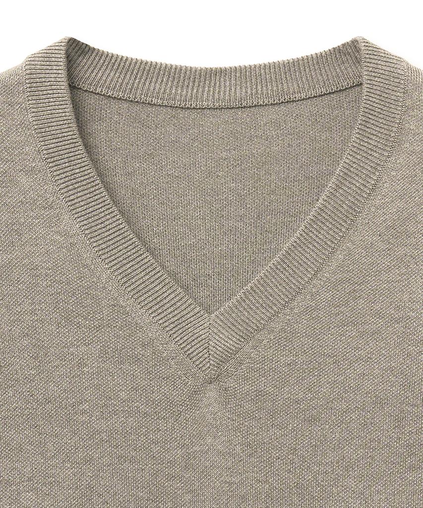NOIRER FOR WOMAN Wool Blend V-Neck Knit (Beige)