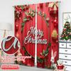 2pcs 2D Flat Printing Christmas Drapes Merry Christmas Holiday Scene 100% Polyester Fabric Without Electricity 0 Use for