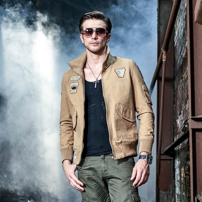 Large Size Embroidered Spring and Autumn Jacket Men's Casual Jacket Military Large Size Men's Coat Tide