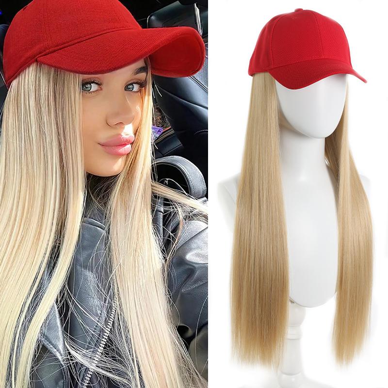 

Красный парик с длинными прямыми волосами, модный и удобный, многофункциональный и регулируемый, подходит всем женщинам.