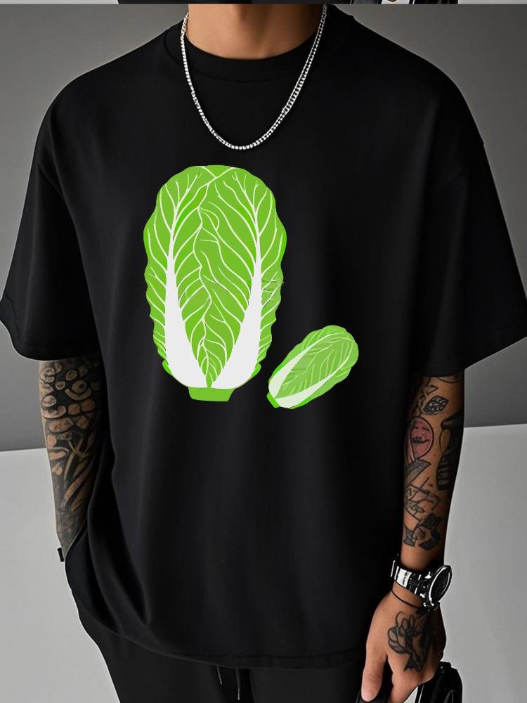 Unisex Summer Casual Short Sleeve T Shirt Cute Chinese Cabbage Vegetable Graphic Oversized Loose Tees Street Daily Fashion Tops