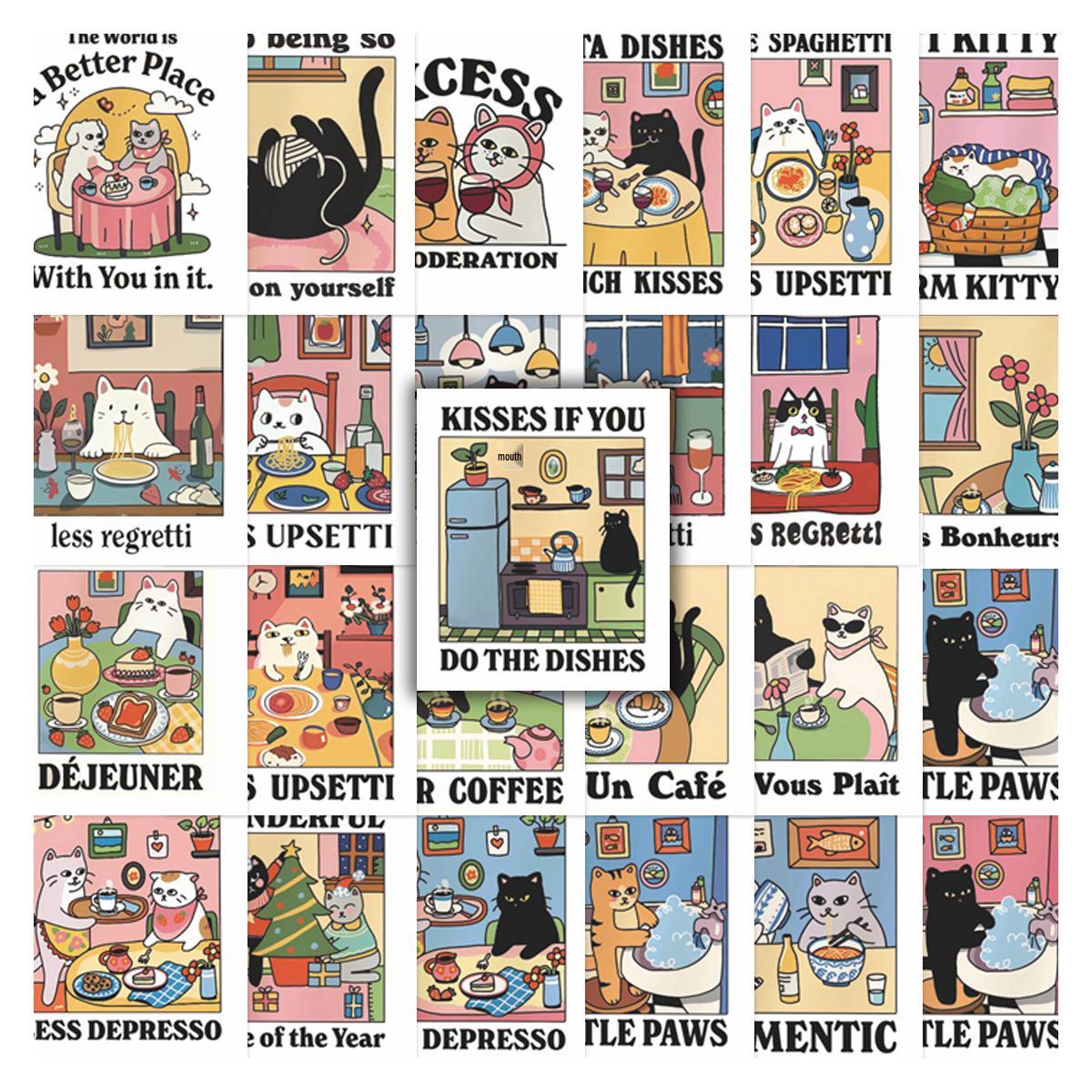 25 Animal Chef Cat Cartoon Stickers for Phone, Notebook, DIY Decoration - Waterproof No