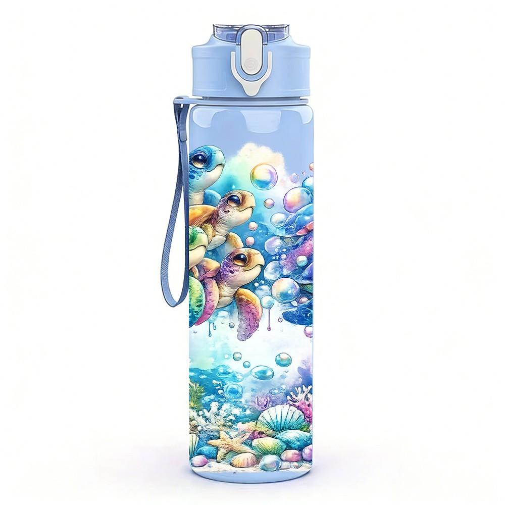 1PC Rainbow Girl Paint Splash Art Print 750ml Color Plastic Sports Water Bottle Leakproof Flip Straw Lid Suitable for Sports Office Home Use