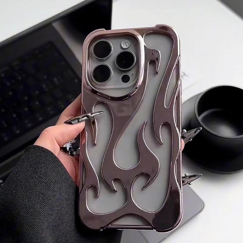 Custodia per Telefono con Design a Fiamma 3D Vuota Per Per Iphone 1 14 13 11 12 17 Air 16 Pro Max 1 Plus Fresca Antiurto Morbida Copertura Posteriore