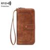 Multifunctional Women's Wallet Retro Oil Wax Leather Long Wallet Simple Large Capacity Card Bag