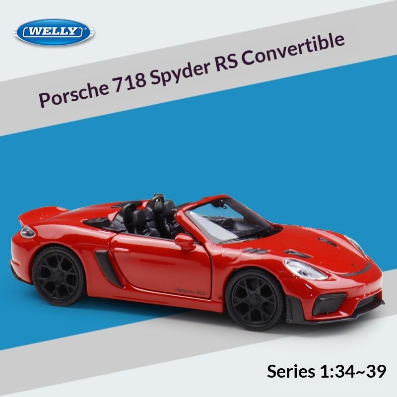 

WELLY 1:36 Porsche 718 Spyder RS Convertible Alloy Die-cast Model, Officially Licensed Detailed Roadster Replica for Collectors
