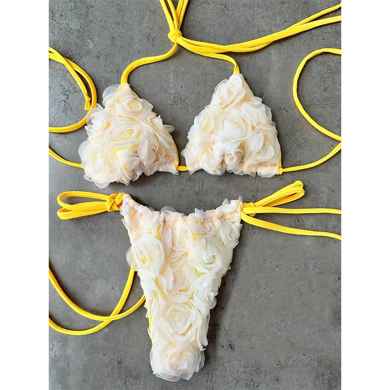 1011 new bikini three-dimensional flower bikini swimsuit fashion vacation beach swimsuit