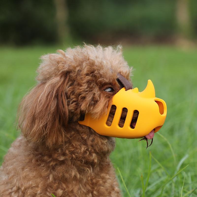 Rhinoceros shaped, medium to large dog mouth cover, pet dog mouth cover, silicone pet mouth cover, anti bite, anti barking, anti eating