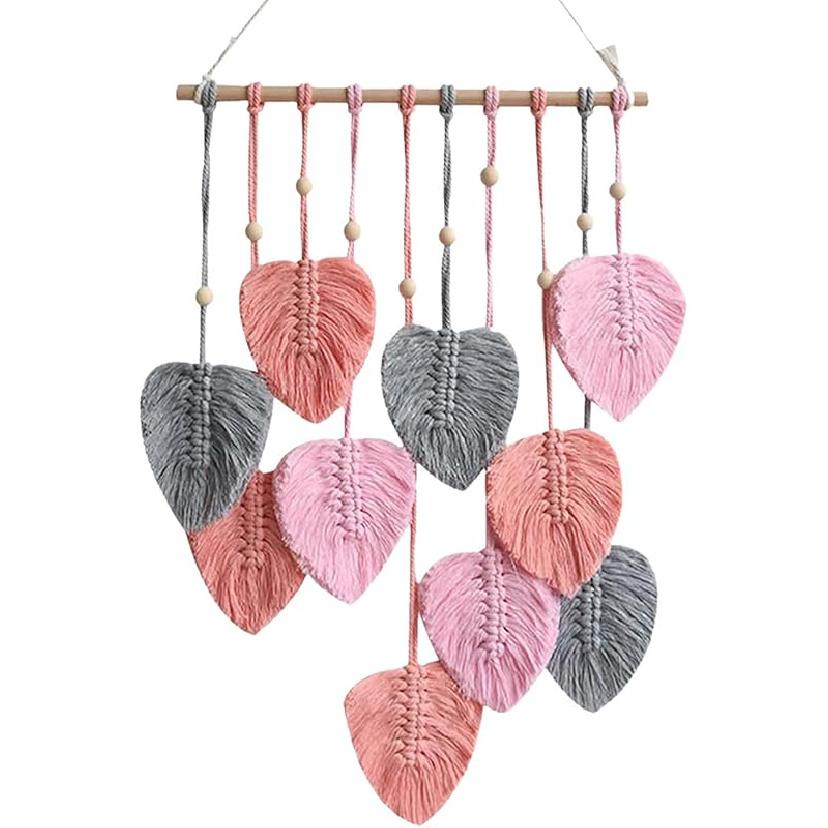 LB Macrame Wall Hanging Boho Macrame Wall Decor, Sunset Wall Art Dream Catcher Hand Woven Wall Art Boho Colorful Sun Tapestry for Bedroom Living Room