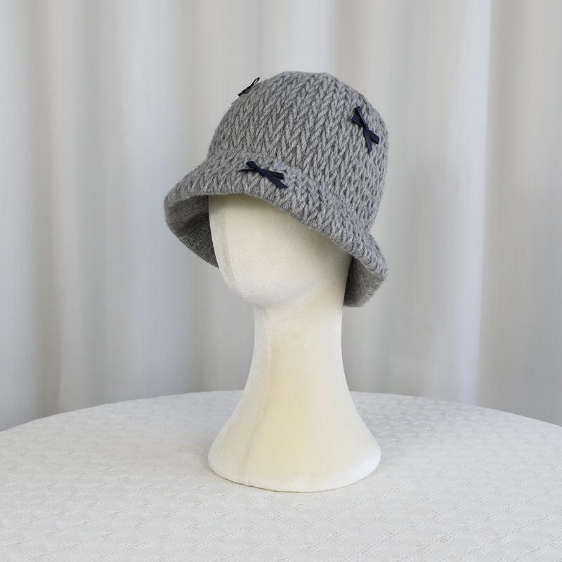 Knitted wool hat children autumn and winter windproof and warm bucket hat showing small face versatile ear protector basin hat