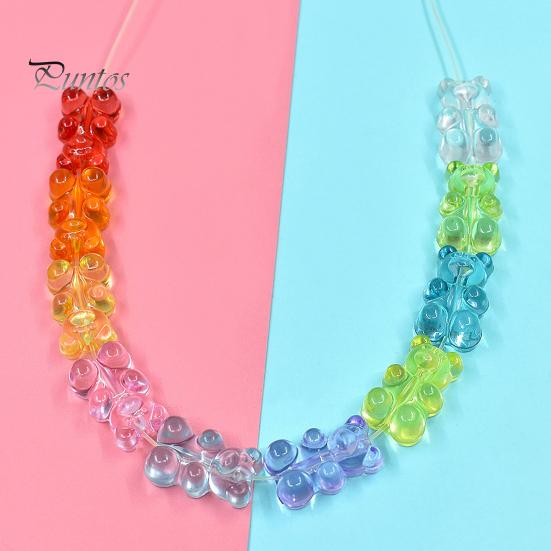 100 Pcs Colorful Bear Beads Clear Acrylic Colored Bear Beads Mini Bear Charms for Bracelet Necklace DIY Crafts Jewelry Making Supplies
