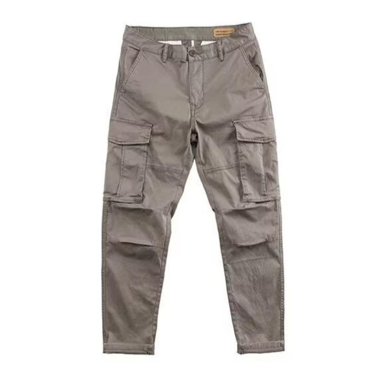 

Men s multi-pocket overalls summer new loose casual pants blue outdoor straight work pants 2Xl серый
