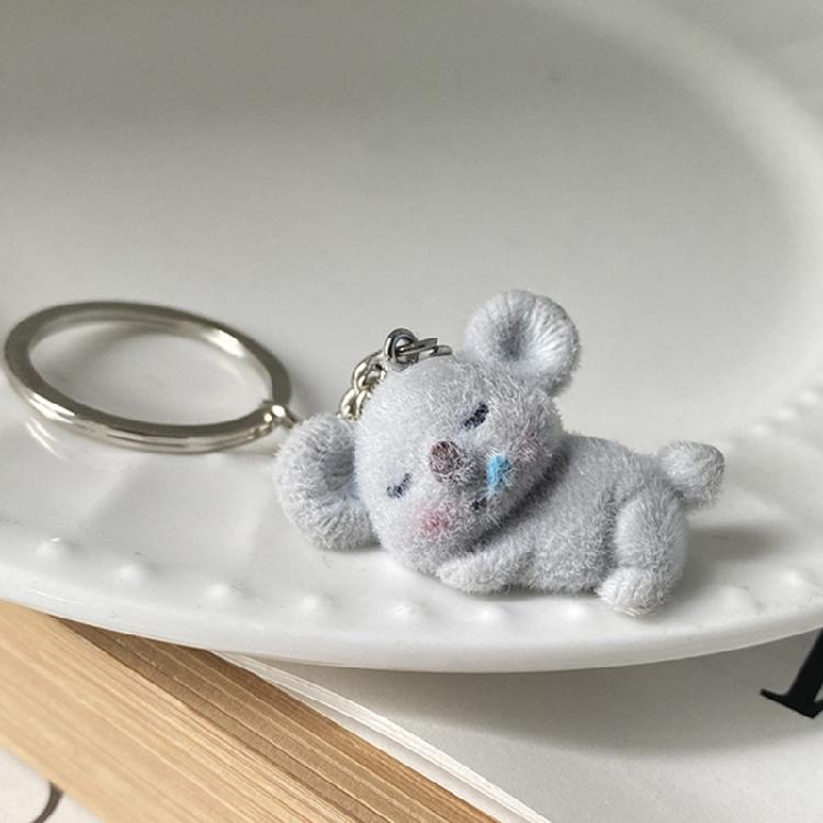Delightful Flocking Koala Keychain Playful Koala Keyring Pendant Key Adornment Adds Fun To Your Purse Or Backpack
