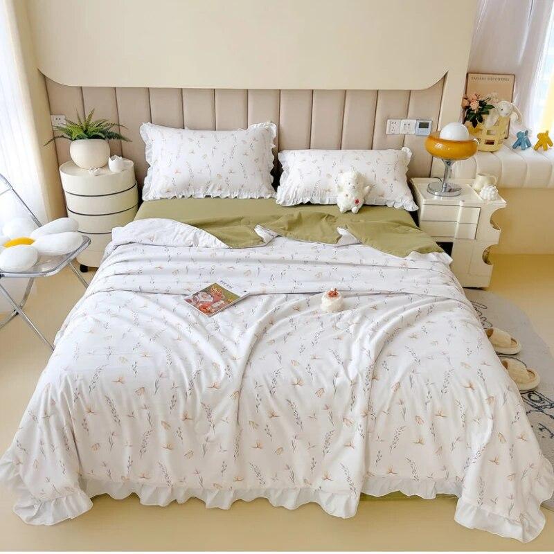 Letní chladící soupravy ložního prádla Queen King Size přikrývky Lehké Pohodlné Tenké prošívané prostěradla a povlaky na polštář Set Deky