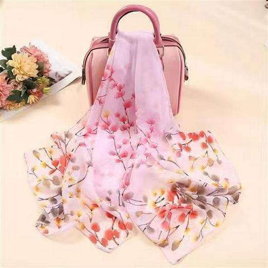 Spring & Summer Silk Chiffon Scarf for Women – Versatile, Fashionable, Sun-Protective, Printed Headscarf