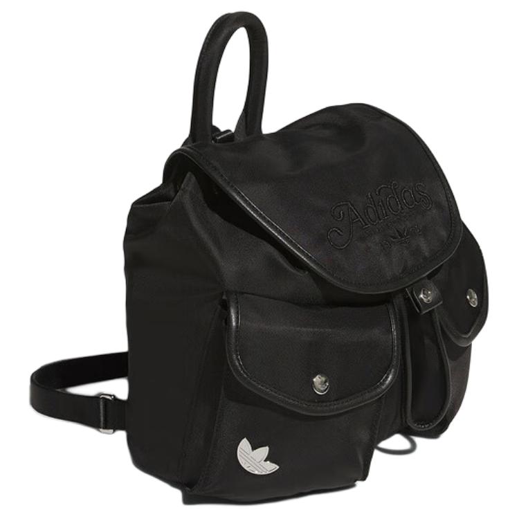Adidas Originals Casual Versatile Commuter Recycled Nylon Medium Backpack Unisex Backpacks Black JL7653