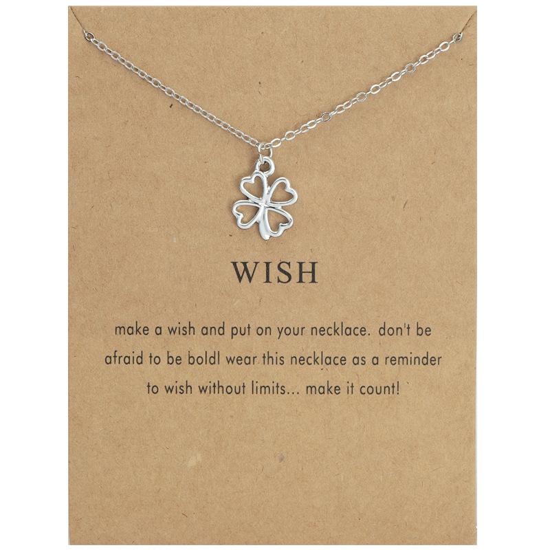 

Women Hollow Heart Clover Minimalist Pendant Chain Necklace 1pcs срібний
