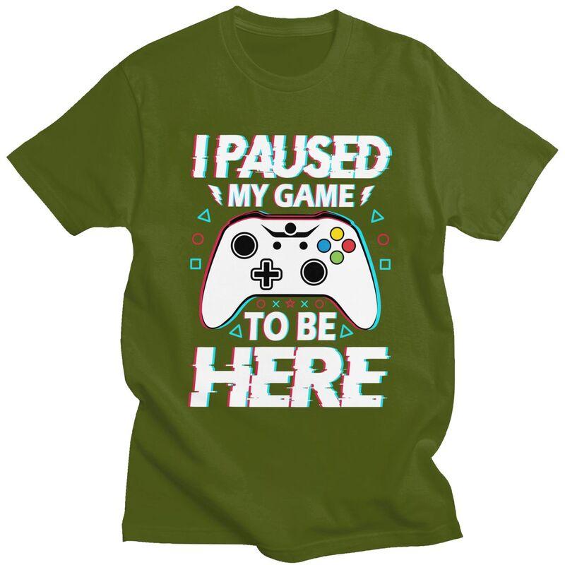 Custom I Paused My Game To Be Here Tshirts for Men Short Sleeves T Shirt Cool Gamer Humor Joke Tshirt Slim Fit 100 Cotton Tees