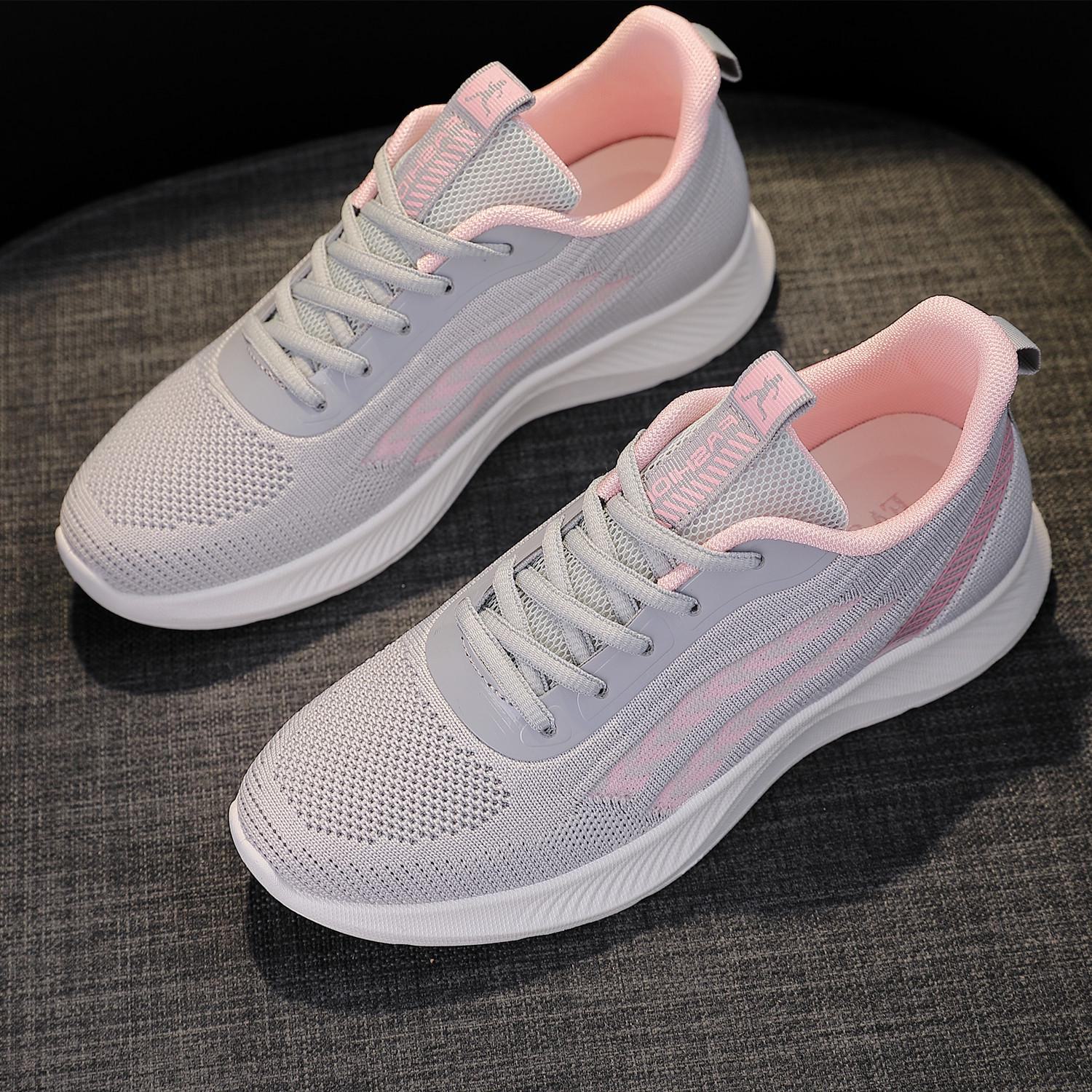 

Легкие кроссовки Flyweave 2024 года: Модная, удобная обувь для бега, фитнеса, танцев и отдыха на весну и осень. 36 серый