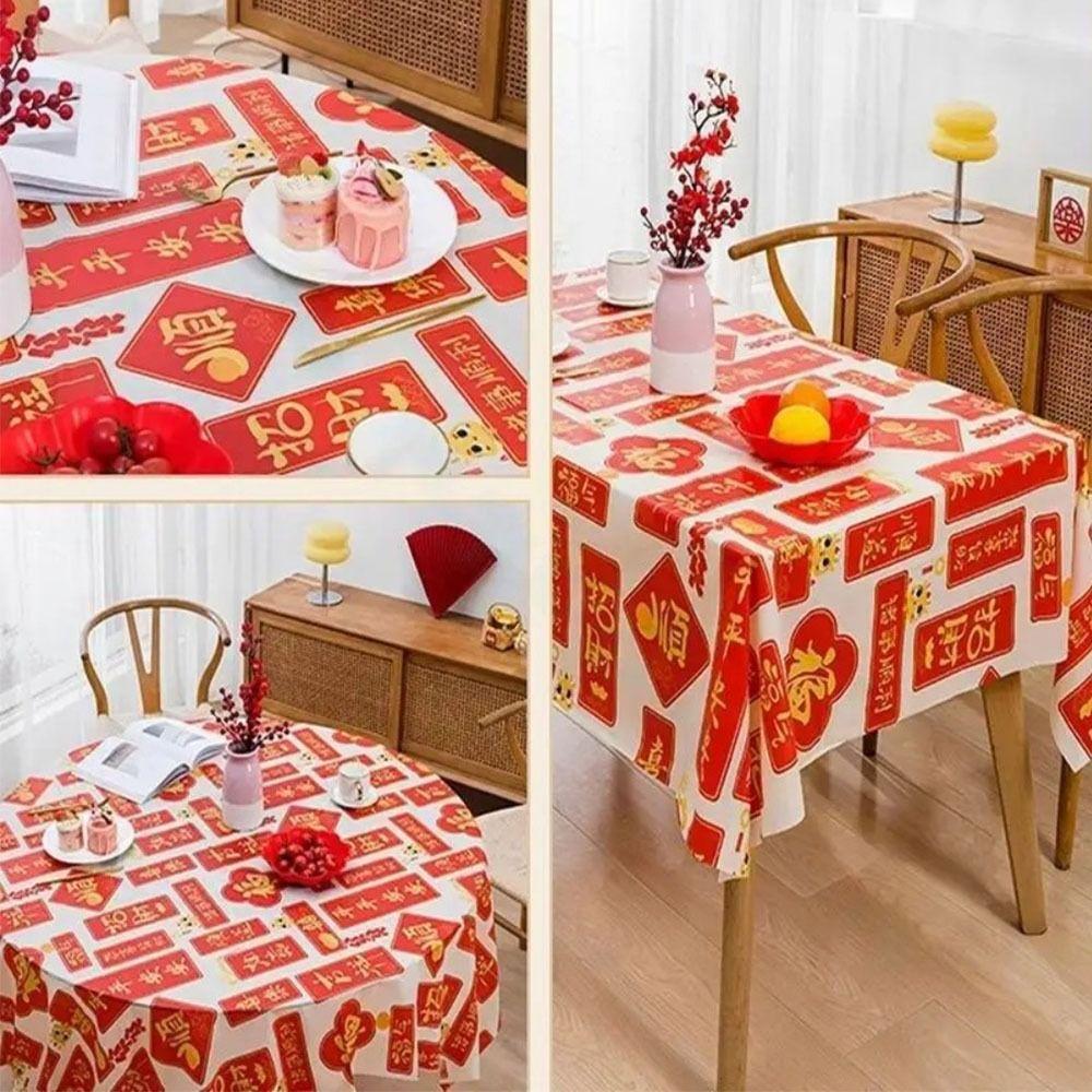 Oil-proof Tablecloth Thickened Red Festive Table Cloth  Home Decoration